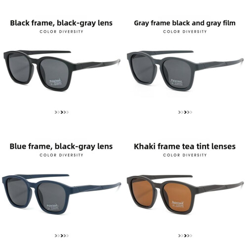 (Black)Black Frame Polarized Sport Sunglasses With Uv Protection For Travel Commuting 1