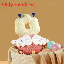 (Beige Red)Baby Anti Fall Pillow Head Protection Backpack Adjustable Strap 3d Cartoon Breathable