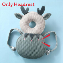 (Gray)Baby Anti Fall Pillow Head Protection Backpack Adjustable Strap 3d Cartoon Breathable