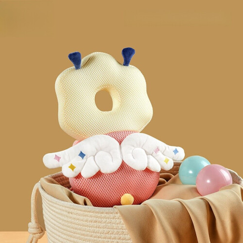 (Blue Beige)Baby Anti Fall Pillow Head Protection Backpack Adjustable Strap 3d Cartoon Breathable 1