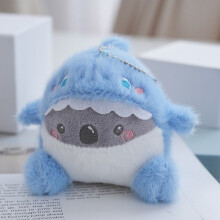 (Blue)Cute Expression Shark Plush Keyring Pp Cotton Filling Backpack Gifts Accessories