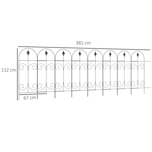 8PC Black Rustproof Metal Garden Fence Panels 2