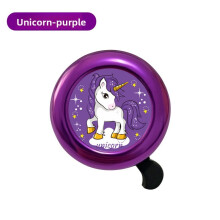 (Purple Unicorn)Kids Aluminum Bike Bell With Unicorn And Car Print Design Enjoy Loud Sound Clear