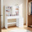 Makeup Desk - MDF - Cloud White - Modern Design with Adjustable LED Lights, Drawers, and Shelves 1