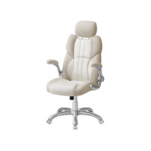 Gaming Chair - PU - White - Ergonomic Design with Adjustable Headrest and Foldable Armrests