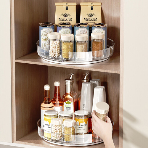 Plastic Kitchen Organizer With Silent Rotating Base For Oil Salt And Sauce Bottle Storage 1