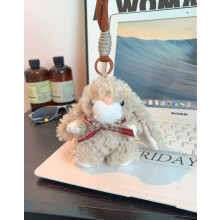 (Khaki)Moses Bunny Plush Keychain Soft Short Collectors Gifts Accessories Fashion Use