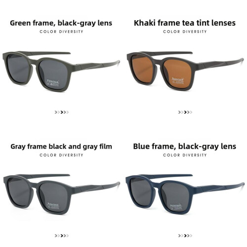 (Blue)Black Frame Polarized Sport Sunglasses With Uv Protection For Commuting Travel 2