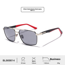 (Silver Black)Vintage Metal Sunglasses With Polarized Protection For Fashion Trendsetters