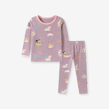 (Dark Purple,100cm)Girls Cozy Cotton Pajama Outfit For Playroom And Bedroom Use Finish Kids Sleep
