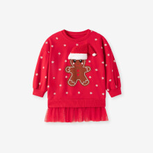 (90cm)Suéter de Natal menina com padrão de desenho animado design de desenho animado infantil outono