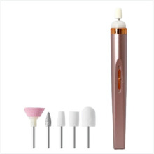 Set Portatile 5-in-1 Fresa Elettrica per Unghie - Penna Manicure con 5 Testine Intercambiabili per Lima, Rimozione Cuticole e Lucidatura PinkGold