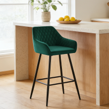 1 PCS Bar Stool Velvet Breakfast Chair Pub Green