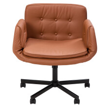 Height Adjustable Swivel Office Chair with 90° Expandable Armrests & 15° Rocking Function, Brown