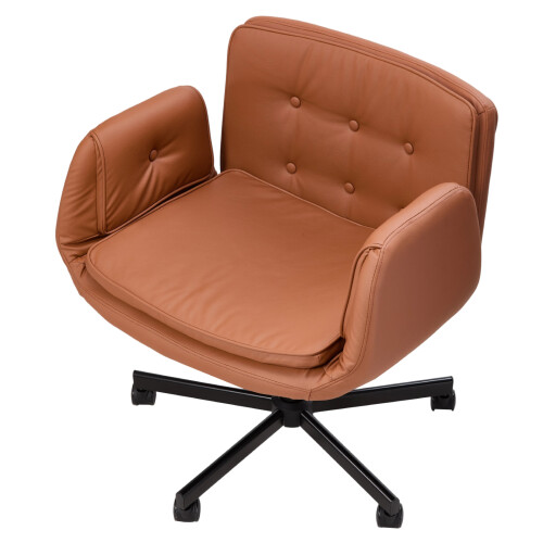 Living And Home Height Adjustable Swivel Office Chair with 90° Expandable Armrests & 15° Rocking Function, Brown 1