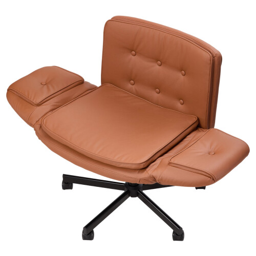 Living And Home Height Adjustable Swivel Office Chair with 90° Expandable Armrests & 15° Rocking Function, Brown 2