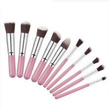 (10Pcs Pink Silver Mini)Makeup Brush Collection Foundation Eye Contouring Supplies Beauty Use Daily