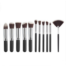 (11Pcs Black Silver Fan)Makeup Brush Collection Foundation Eye Contouring Supplies Beauty Use Daily