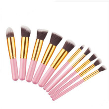 (10Pcs Pink Gold Mini)Makeup Brush Collection Foundation Eye Contouring Supplies Beauty Use Daily