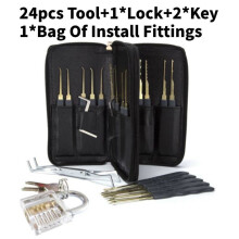 24pcs Set Lock Pick Tools Transparent Padlock Locksmith Training Tool Padlock