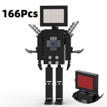 (Gray)Skibidi Toilet Tv Man Cameraman Building Blocks Diy Puzzle Toys Abs Gifts Kids