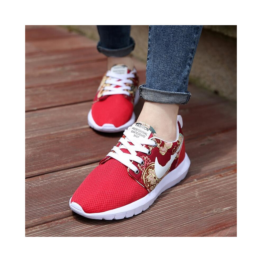 (Red,40Foot Length25Cm/10In)Sneakers Maglia Scarpe Running Donna Estive Traspiranti Outdoor Motivi Floreali-image