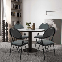 Klappbare Esszimmerstühle, gepolsterte Rückenlehne, 4er-Set, Grau