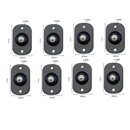 Rodas Autoadesivas para Móveis com Rotação de 360 Graus, ABS e Aço Inoxidável, Pack de 8 Black 1