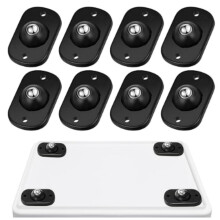 Zelfklevende meubelwielen 8-pack – stille 360 zwenkende kogelwielen voor meubels Black