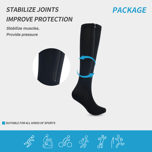 Calze a compressione con cerniera per uomo e donna - calze a compressione graduata  XL 2