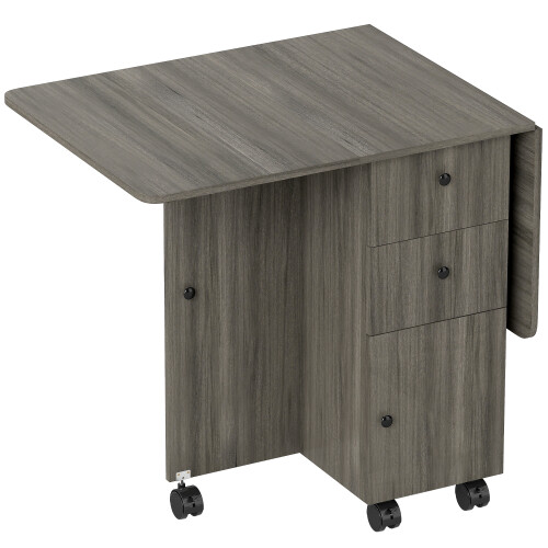 Folding Dining Table for 4-6 Drop Leaf Table on Wheels W/ Drawers 2