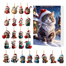 Calendario de Adviento de Navidad 2026 con 24 adornos de animales, decoración festiva para la cuenta atrás navideña.