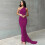 Solid Backless Pleated Fitted Sleeveless Dress,Purple,XL 1