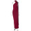 Solid Backless Pleated Fitted Sleeveless Dress,Burgundy,S 1