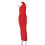 Solid Backless Pleated Fitted Sleeveless Dress,Red,XXL 1