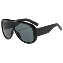 Übergroße, integrierte Sonnenbrille, glänzend schwarzer Rahmen, dunkelgraue Gläser
