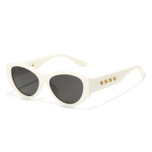 Damen-Sonnenbrille mit UV-Schutz, weißes Gestell, graue Gläser
