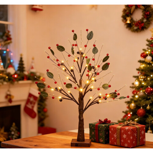 LED Christmas Party Night Light 24L Red Fruit Tree