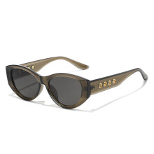 Damen-Sonnenbrille mit UV-Schutz, braunes Gestell, dunkelgraue Gläser