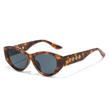 Damen-Sonnenbrille mit UV-Schutz, Leopardenmuster-Gestell, graue Gläser