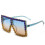 Oversized Square Sunglasses,Top Blue Bottom Yellow Frame,Crystal Lens 1