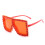 Oversized Square Sunglasses,Red Frame,Red Crystal Lens 1