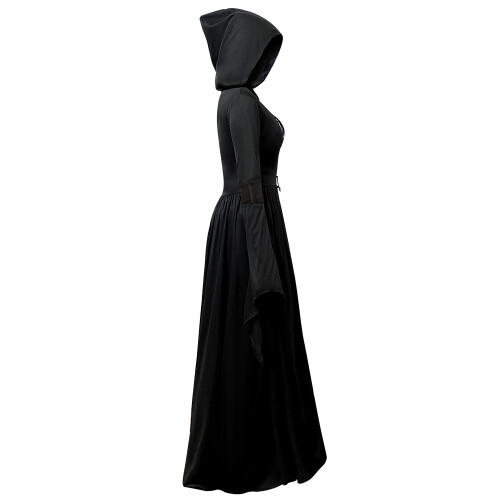Robe longue noire à capuche 8119, taille L 2