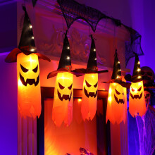 Halloween ljusslinga 5-länkad orange häxhatt batteri