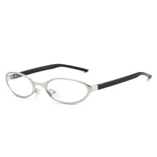 Ovale Unisex-Sonnenbrille, silbernes Gestell, weiße Gläser
