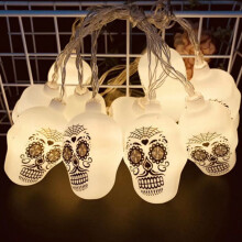Halloween LED Pumpa Spöke Ljusslinga Målad Rund Dödskalle