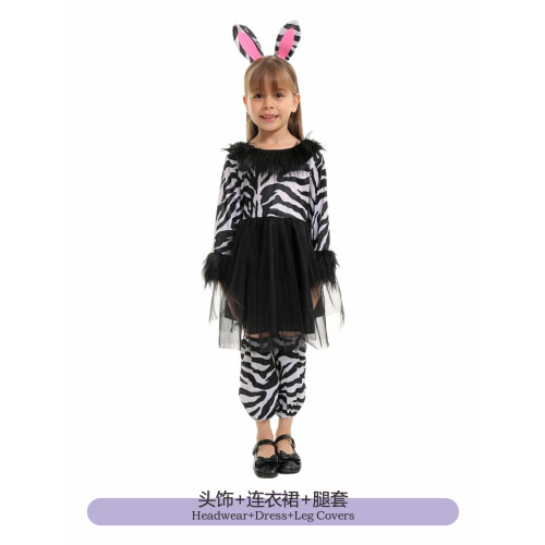 Halloween Vuxen Kostym Zebraklänning Barn L