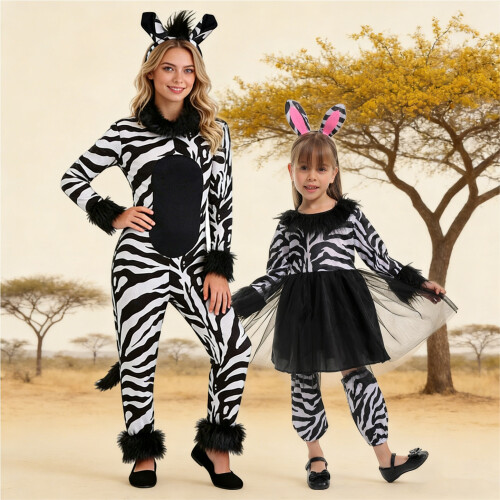 Halloween Vuxenkostym Zebra Barn M 2