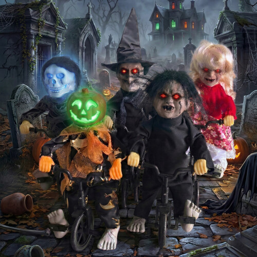 Halloween elektrisk spökdocka röstglöd pumpahuvud 1