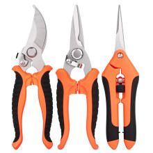 Trädgårdssax 3-delars set - Orange 3CR13 rostfritt stål trimmningssax för formning, hälsa och blom-/fruktfrämjande